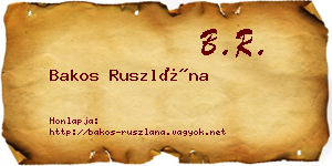 Bakos Ruszlána névjegykártya